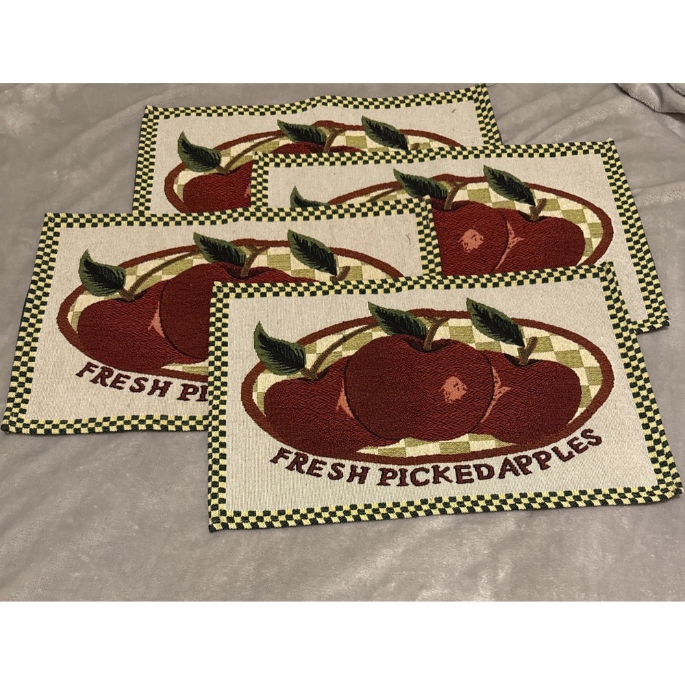 Vintage Fresh Picked Apples Tapestry Placemats Set of 4 Country Kitchen